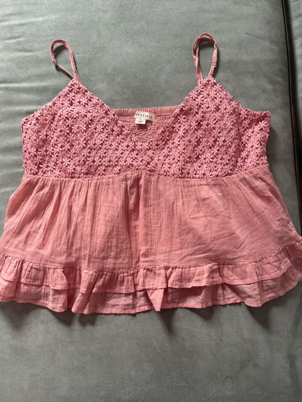 Aeropostale Pink Crochet Peplum Camisole Top